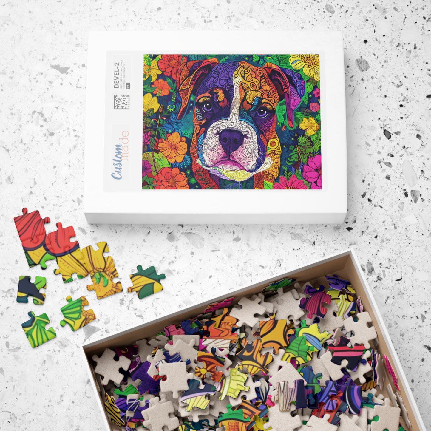 Happy Puppy in a Flower Garden Puzzle, 520 pieces