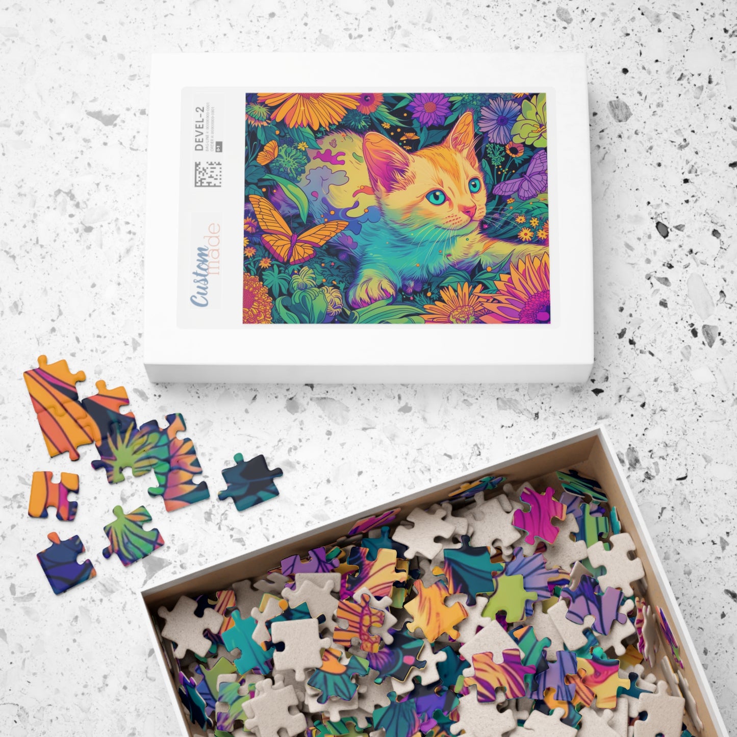Happy Kitty Chasing Butterflies Puzzle