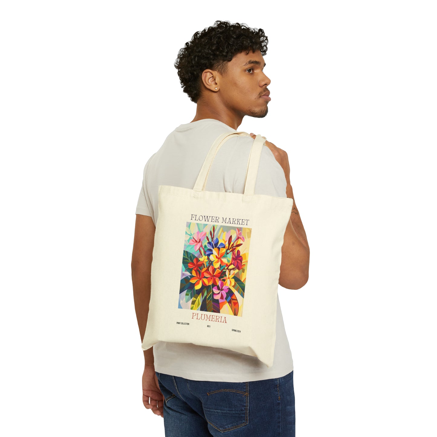 Plumeria Flower Market Cotton Canvas Tote Bag