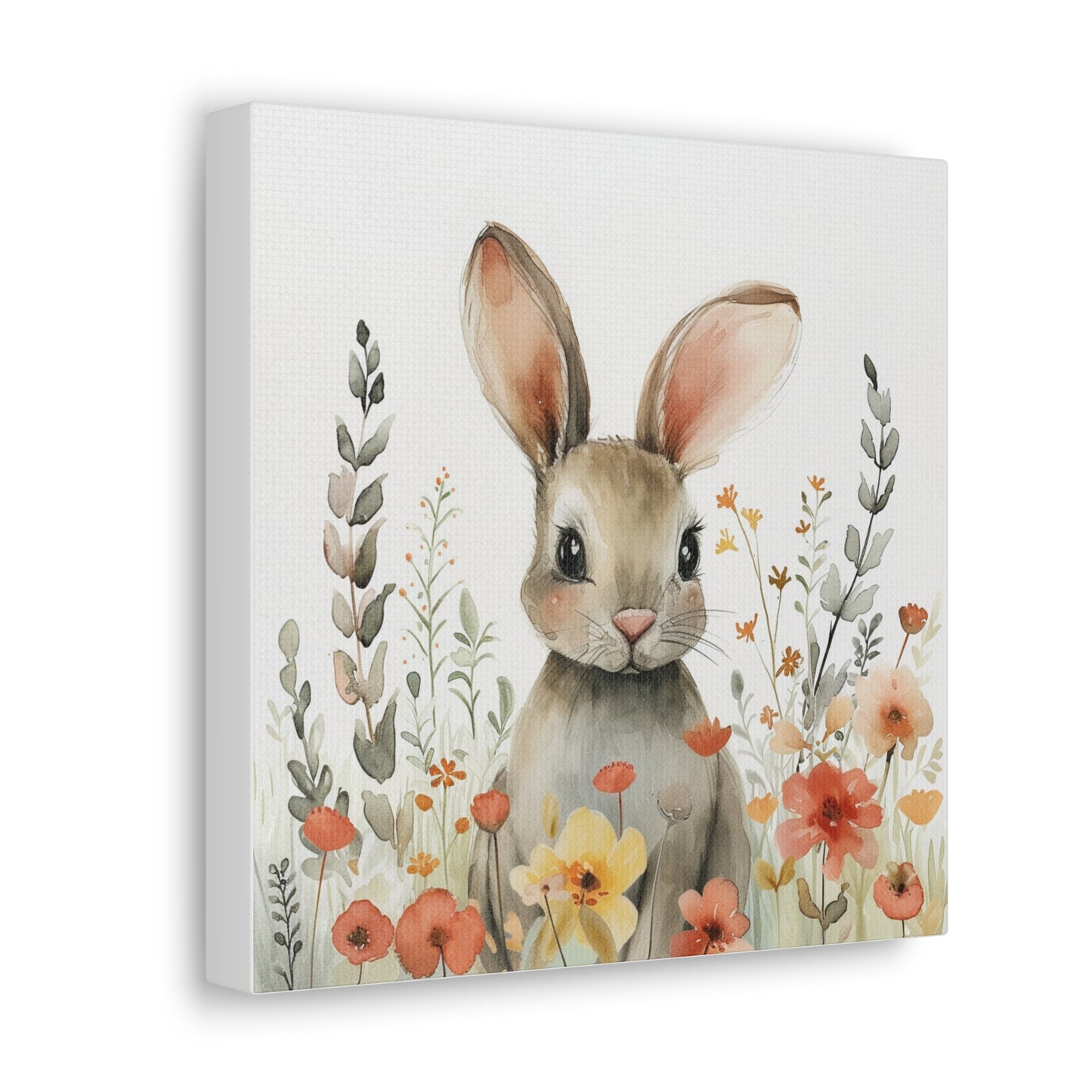 Bunny in the Flower Garden Nursery Art, 6" x 6"