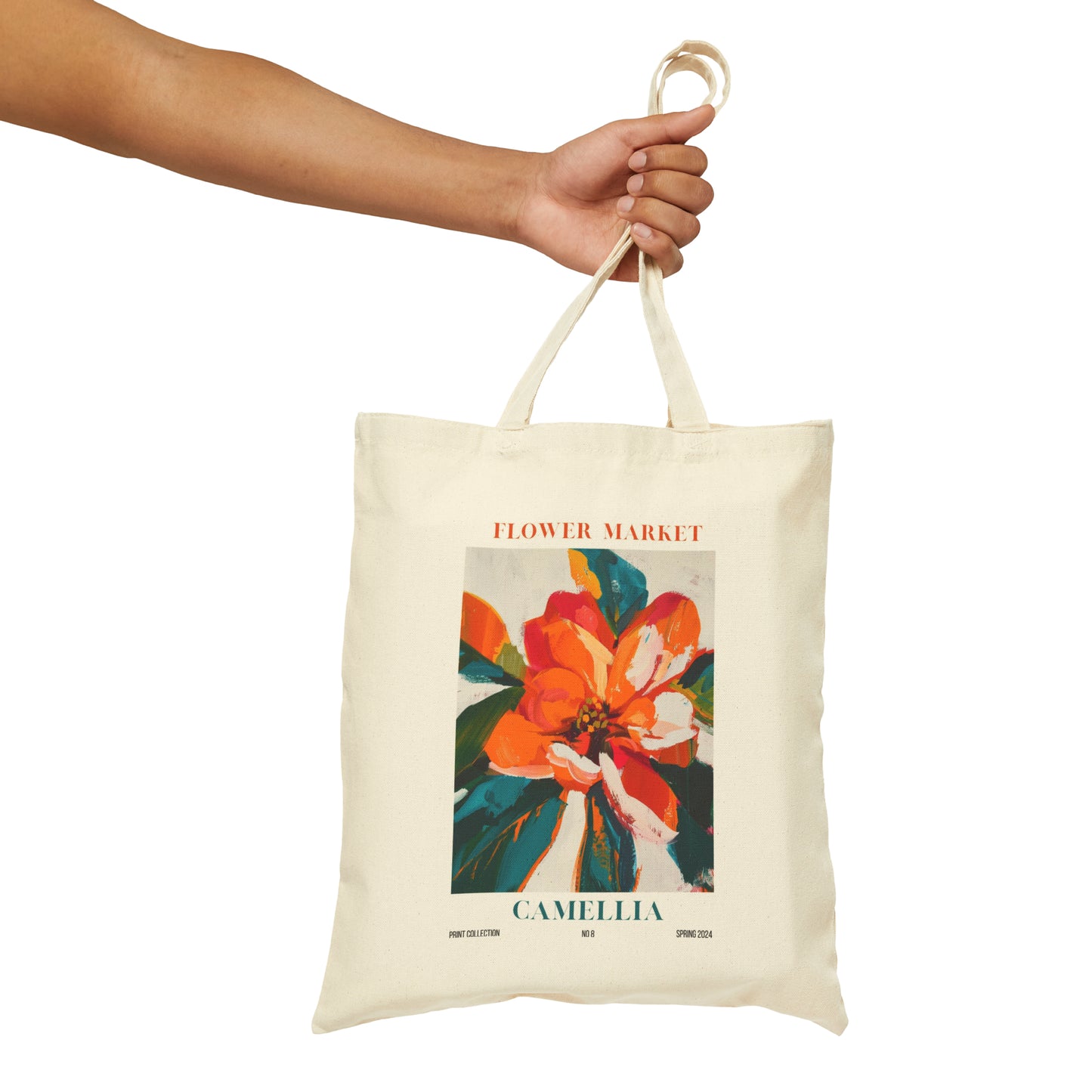 Camellia Flower Market Cotton Canvas Tote Bag