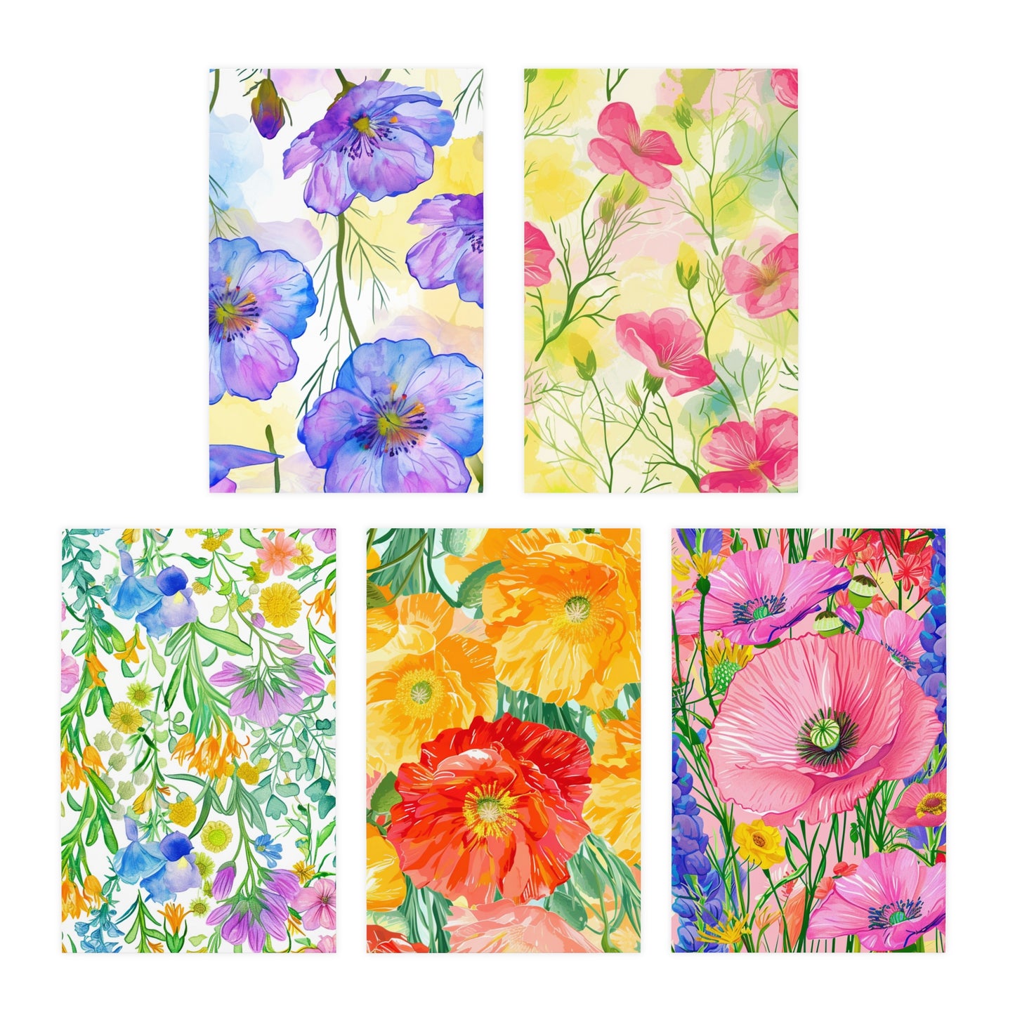 Wild Spring Flowers Greeting Cards (5-Pack)