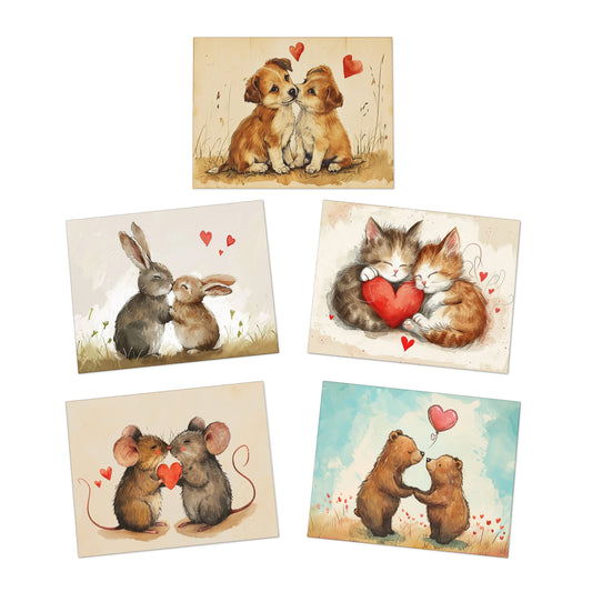 Cute Animals Greeting Cards, 5-Pack