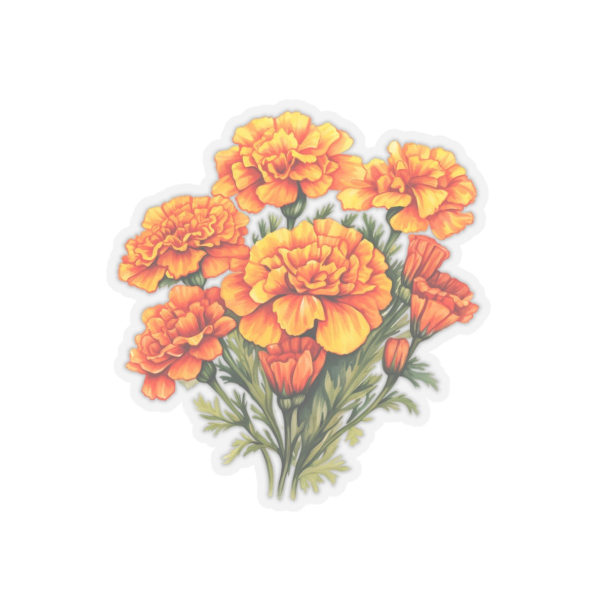 Marigold Flowers, Sticker, 3" x 3"