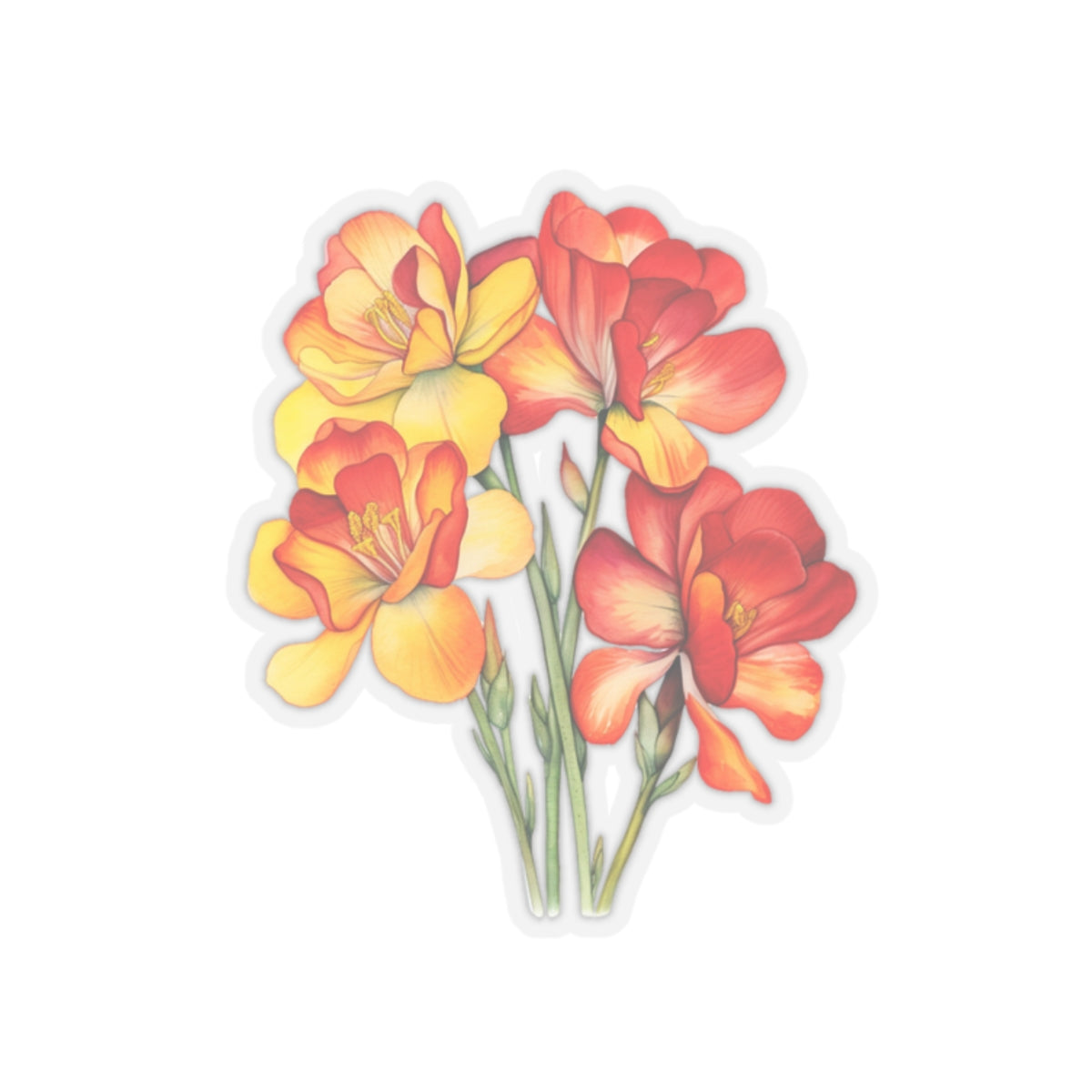 Red and Yellow Freesia Flower Sticker