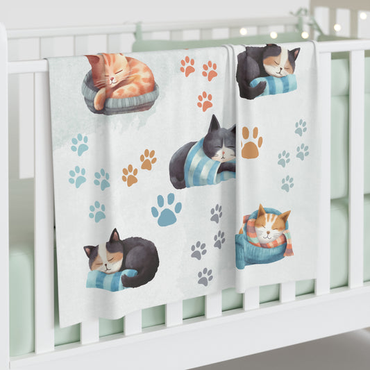 Sleepy Kitty Baby Swaddle Blanket