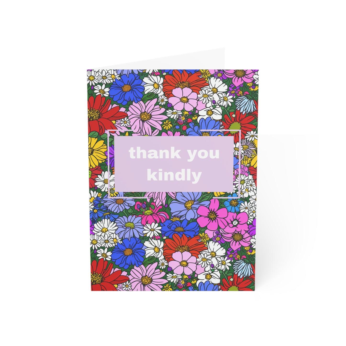 Thank You Kindly Spring Flowers Greeting Cards (1 and 10 pcs)