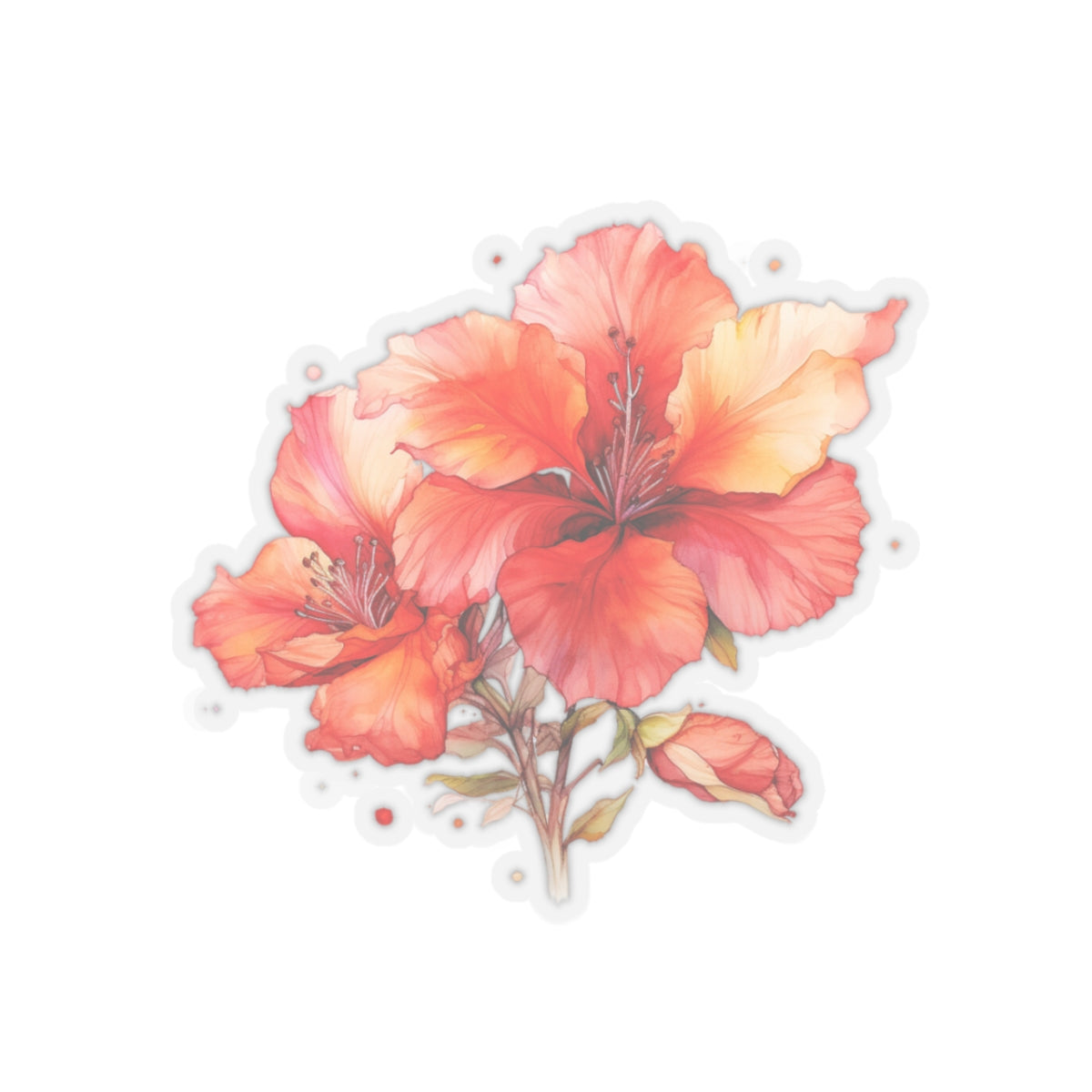 Bouvardia Flower Sticker, 3" x 3"