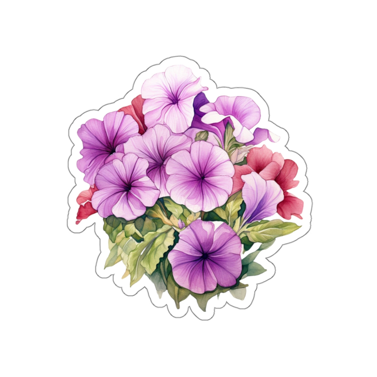 Petunia Flowers, Sticker, 3" x 3"