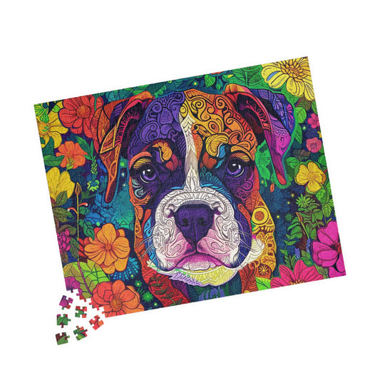 Happy Puppy in a Flower Garden Puzzle, 520 pieces