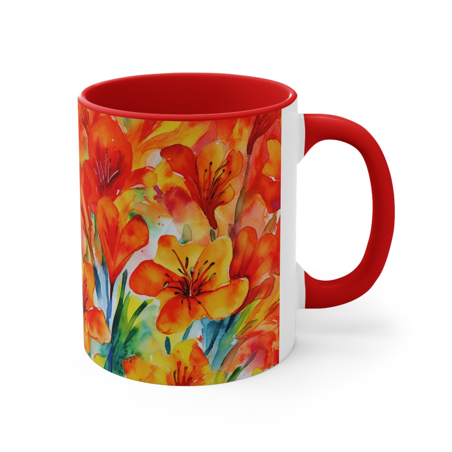 Red and Yellow Freesia Coffee Mug, 11oz