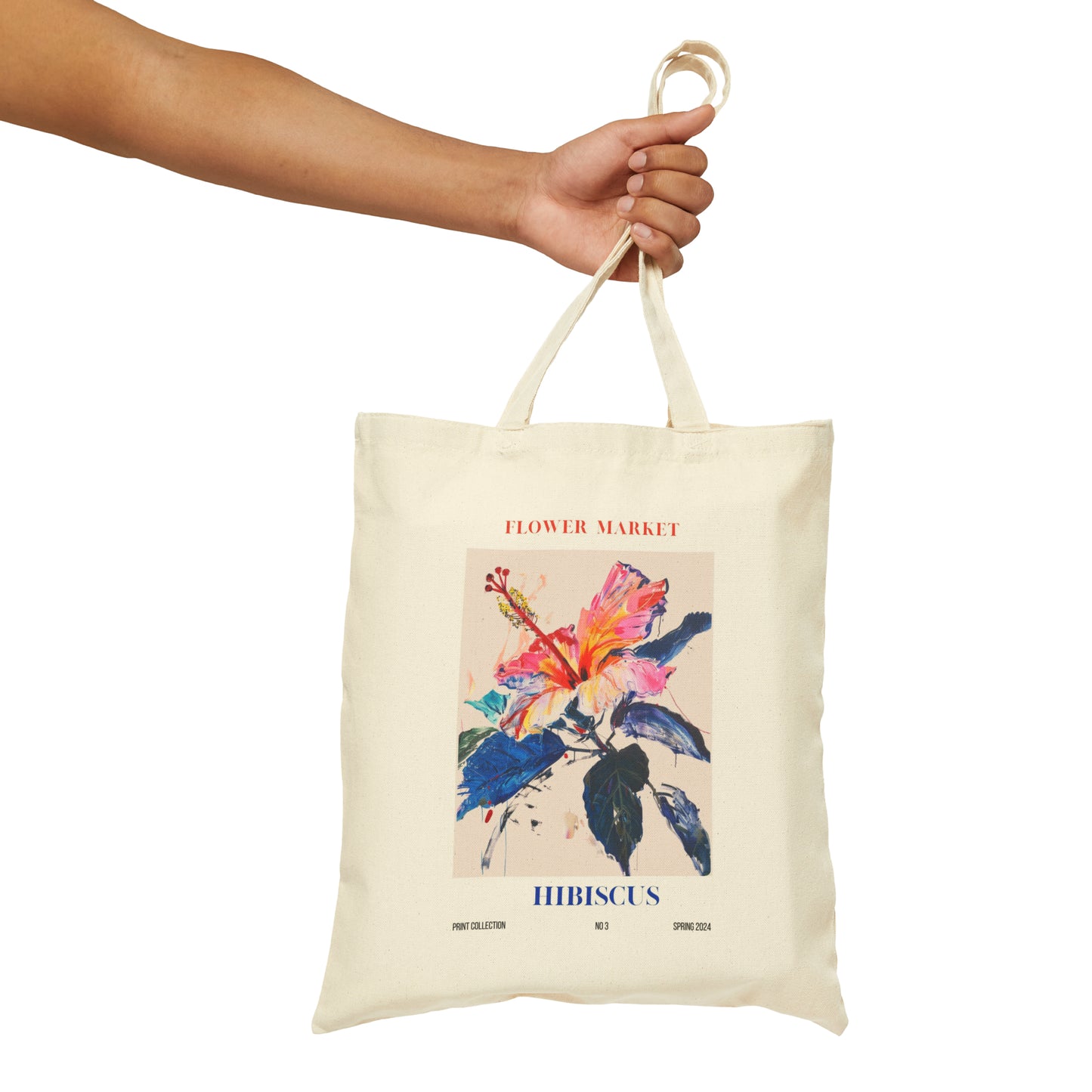 Hibiscus Flower Market Cotton Canvas Tote Bag