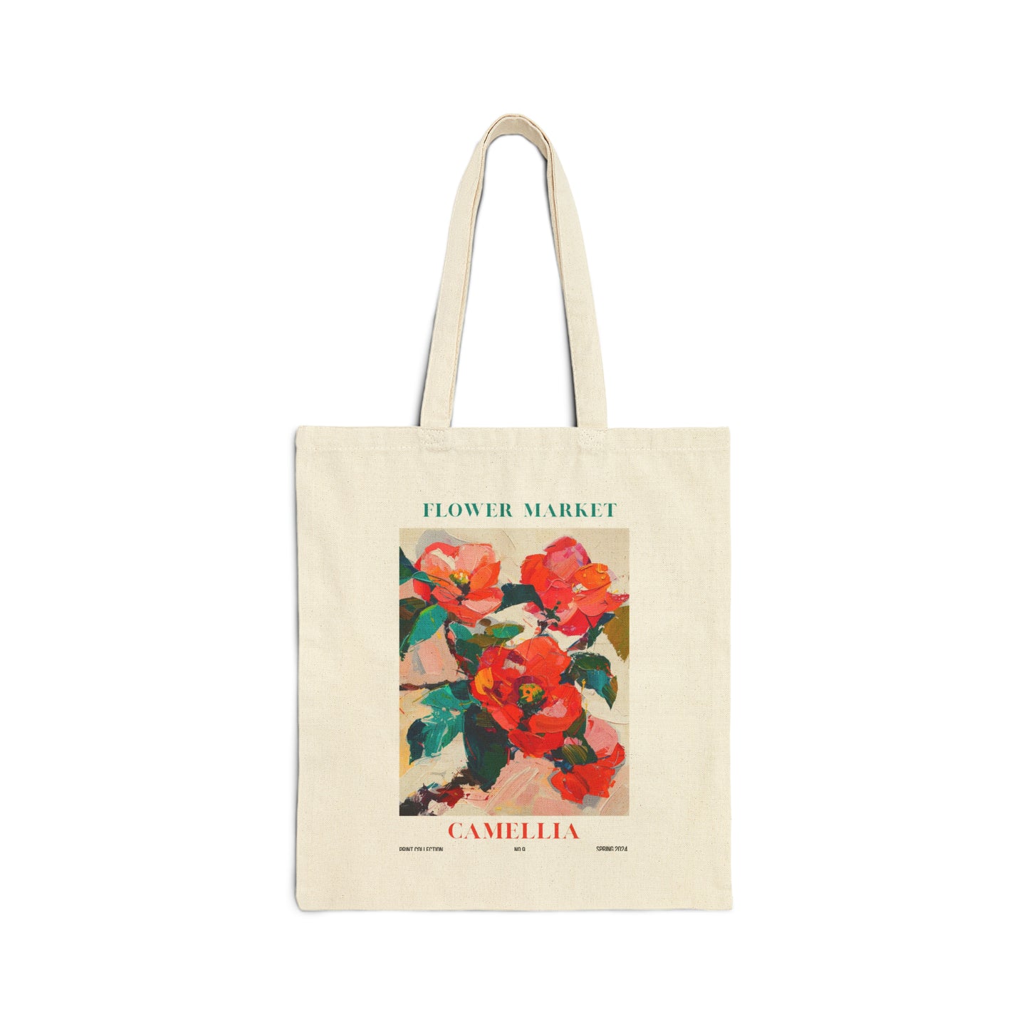 Camellia Flower Market Cotton Canvas Tote Bag