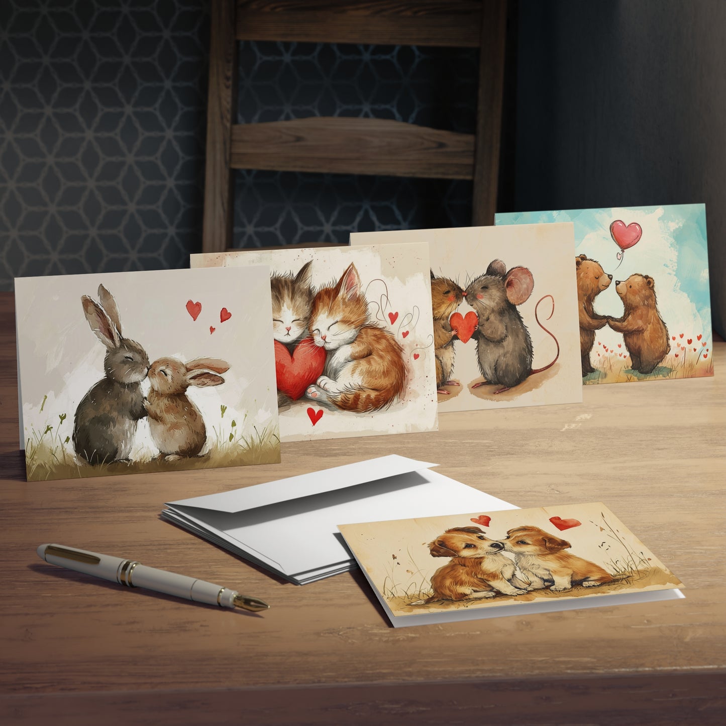 Cute Animals Greeting Cards, 5-Pack