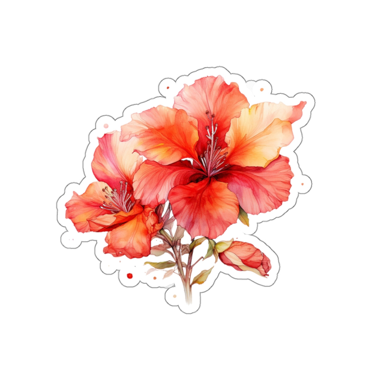 Bouvardia Flower Sticker, 3" x 3"