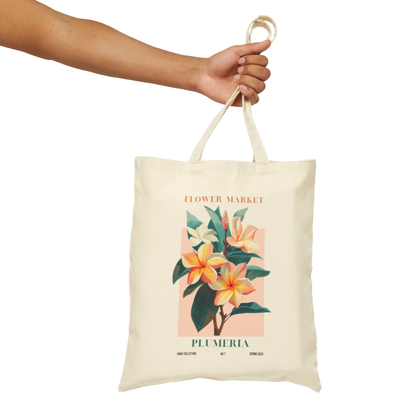 Plumeria Flower Market Cotton Canvas Tote Bag