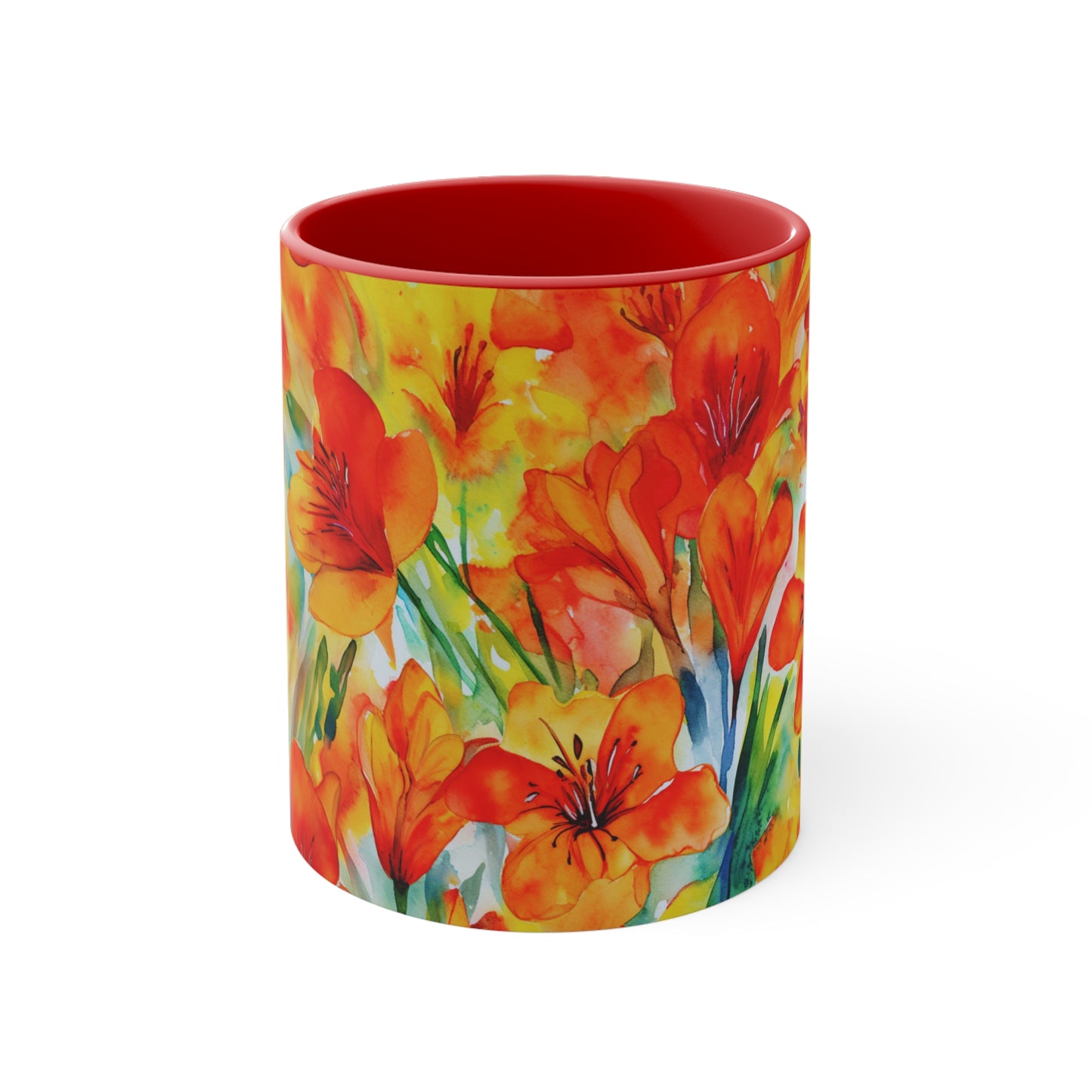 Red and Yellow Freesia Coffee Mug, 11oz