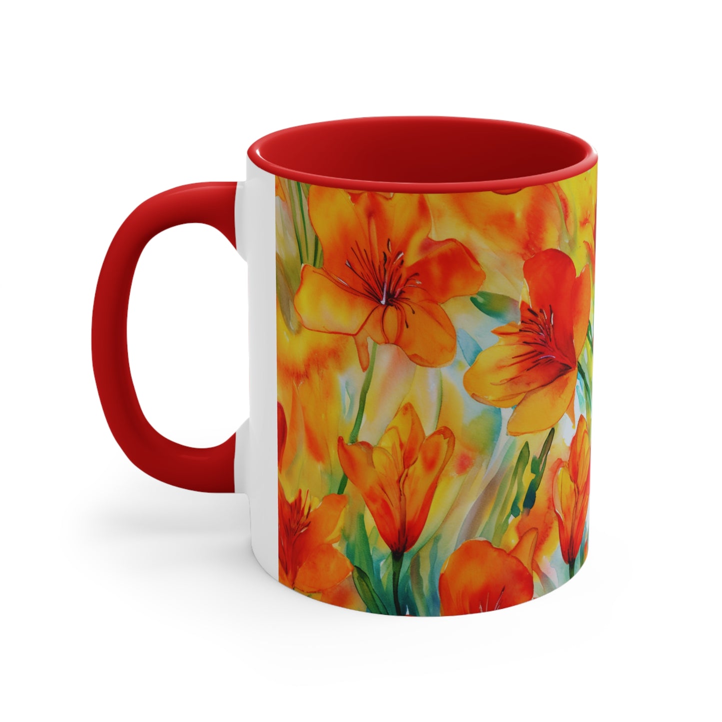 Red and Yellow Freesia Coffee Mug, 11oz