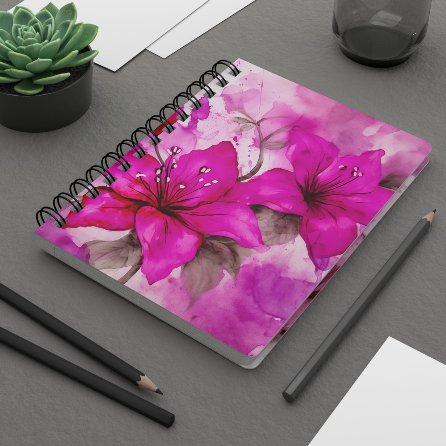 Wild Fuschia Flowers Spiral Bound Notebook