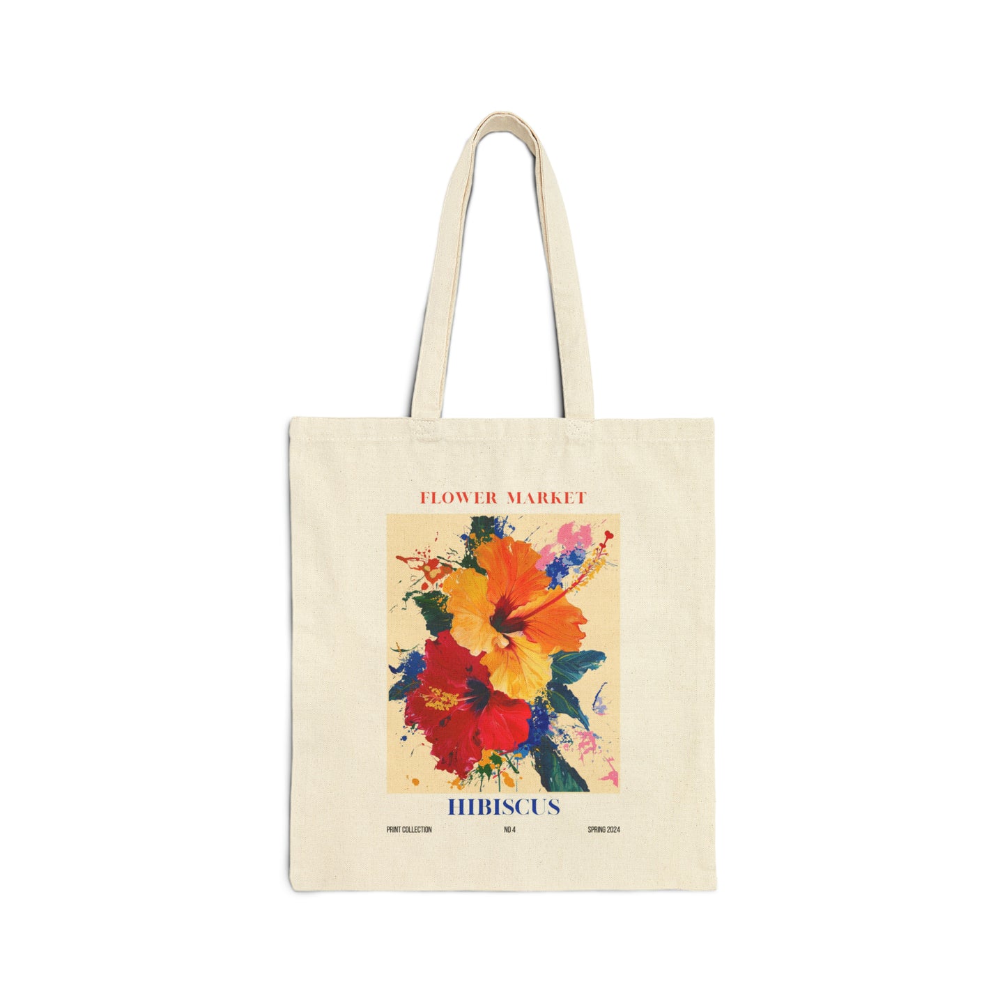 Hibiscus Flower Market Cotton Canvas Tote Bag