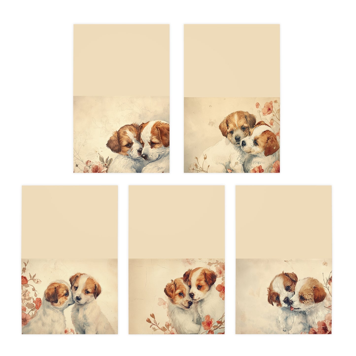 Puppy Love Greeting Cards, 5-Pack