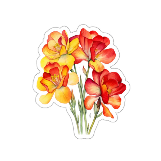 Red and Yellow Freesia Flower Sticker