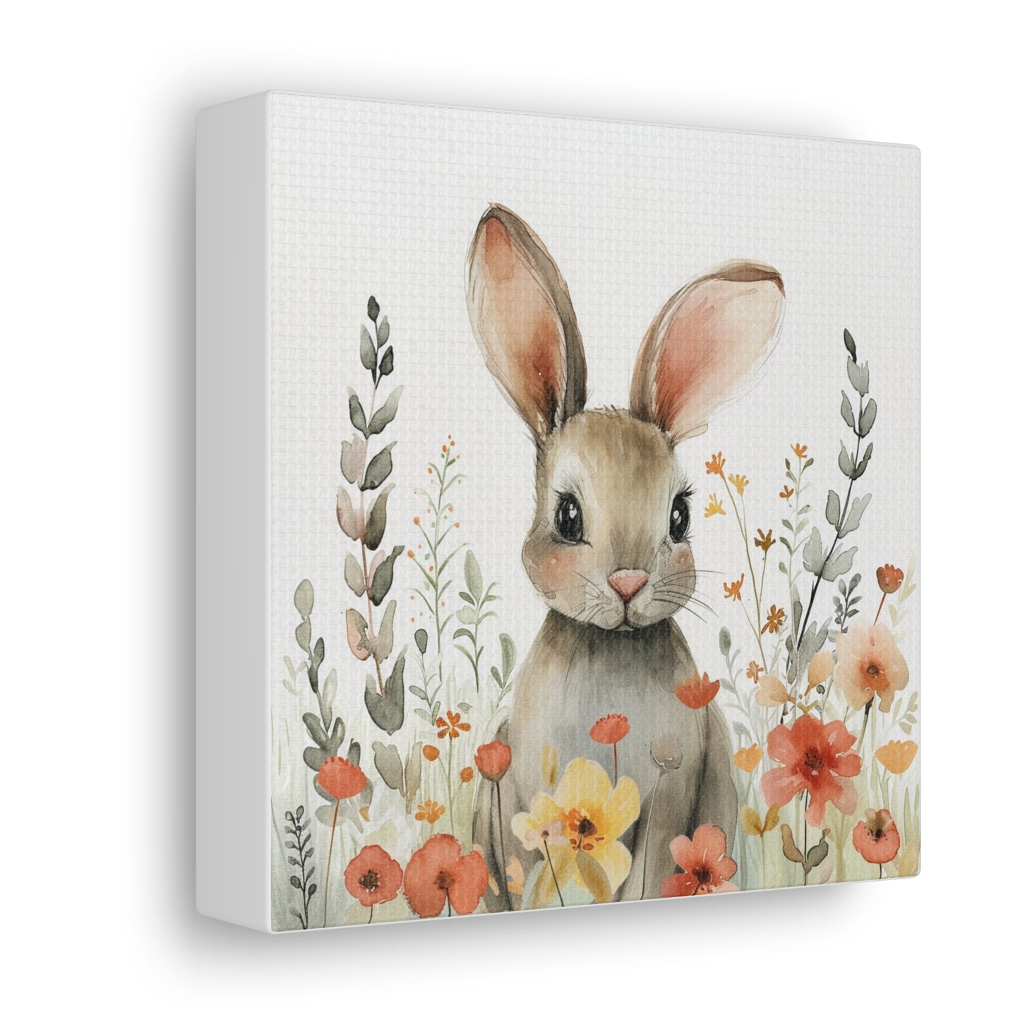 Bunny in the Flower Garden Nursery Art, 6" x 6"