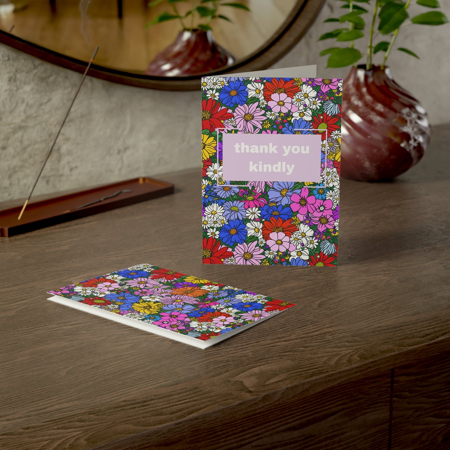 Thank You Kindly Spring Flowers Greeting Cards (1 and 10 pcs)