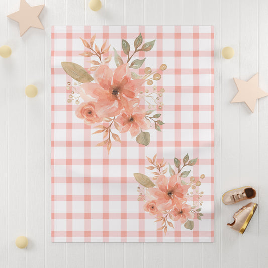 Pink Flowers Baby Blanket