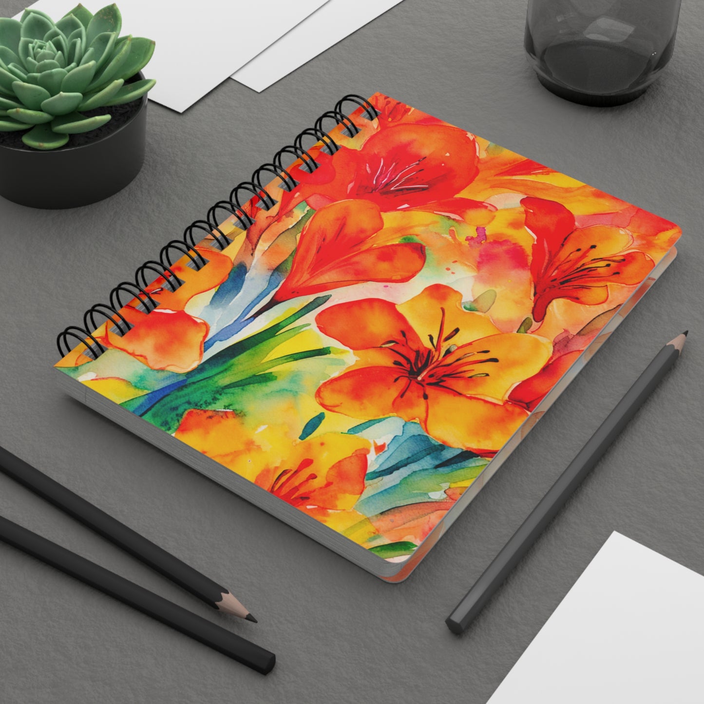 Red and Yellow Freesia Flowers Spiral Bound Notebook