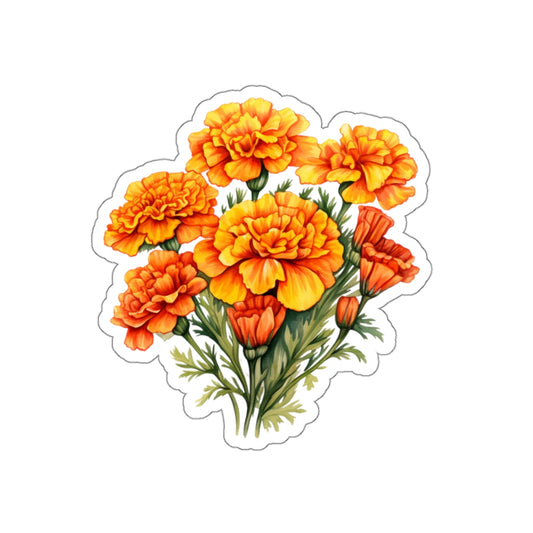 Marigold Flowers, Sticker, 3" x 3"