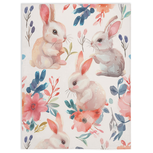 Bunnies and Flowers Minky Blanket